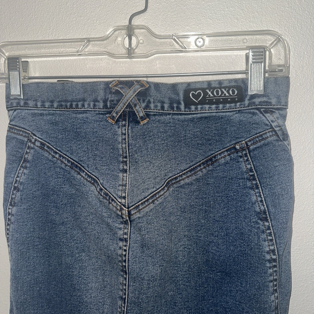 Vtg Y2K Xoxo Denim Skirt Blue Size 0 Stretch - Picture 6 of 12